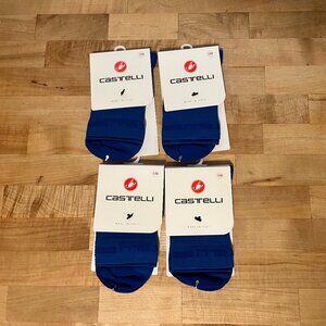 Lot of 4 New Men's S/M Castelli Superleggera T 12 Lightweight Cycling Socks Blue
